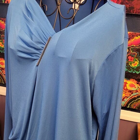 Liz Clairborn ~ Sz XXL~Cinched Long Sleeve Shirt ~ MUCH BRIGHTER THAN PIC ~ NWT - Picture 2 of 6